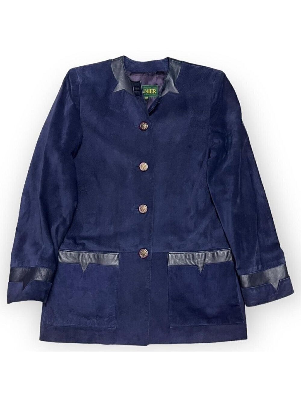 Vintage 90s Genuine LEATHER Suede DANIER Luxury Designer Blue Jacket - Womens XS